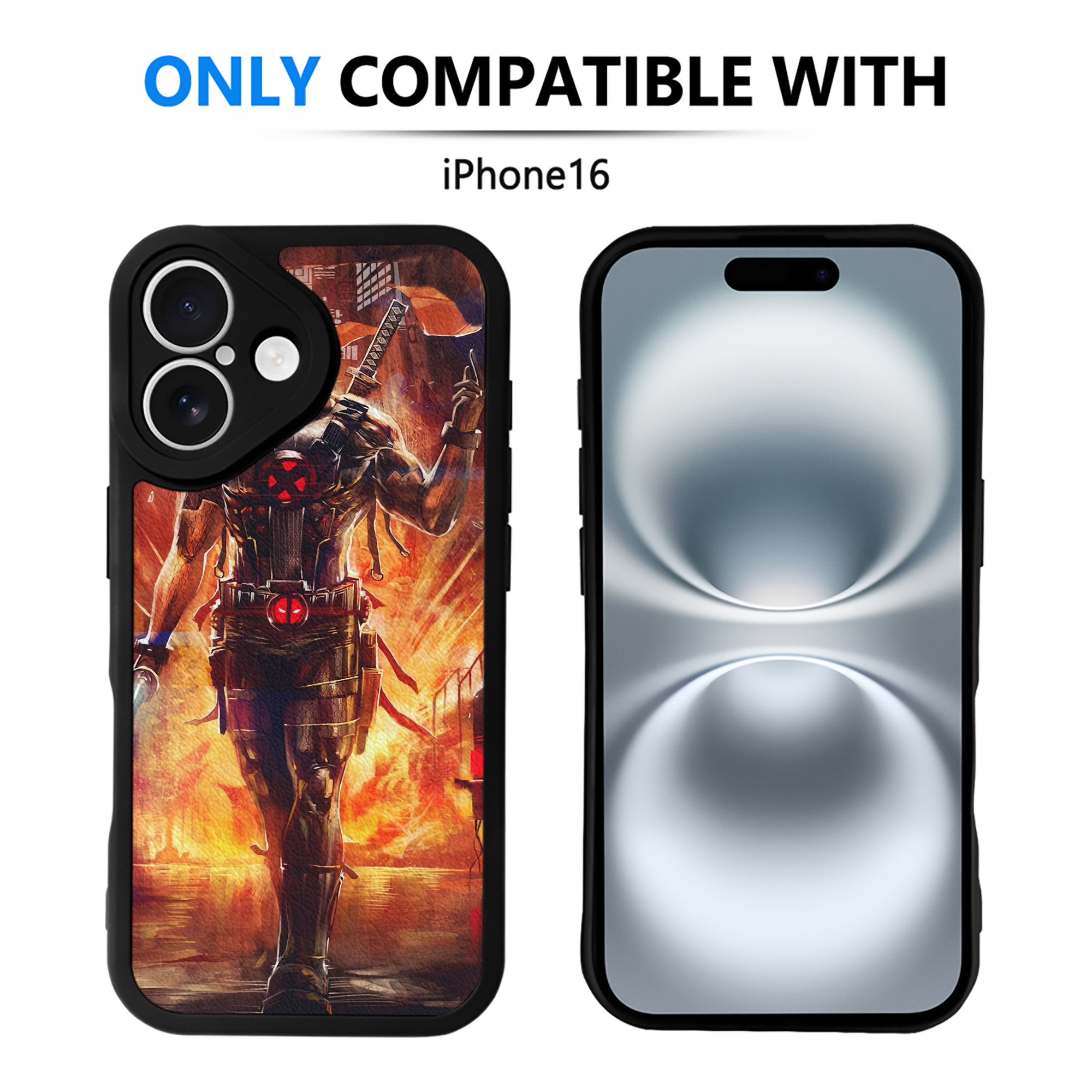（画像用） Deadpool デッドプール 【iPhone 16シリーズ対応】シリコンスマホケース（レザー調） 材質：シリコン